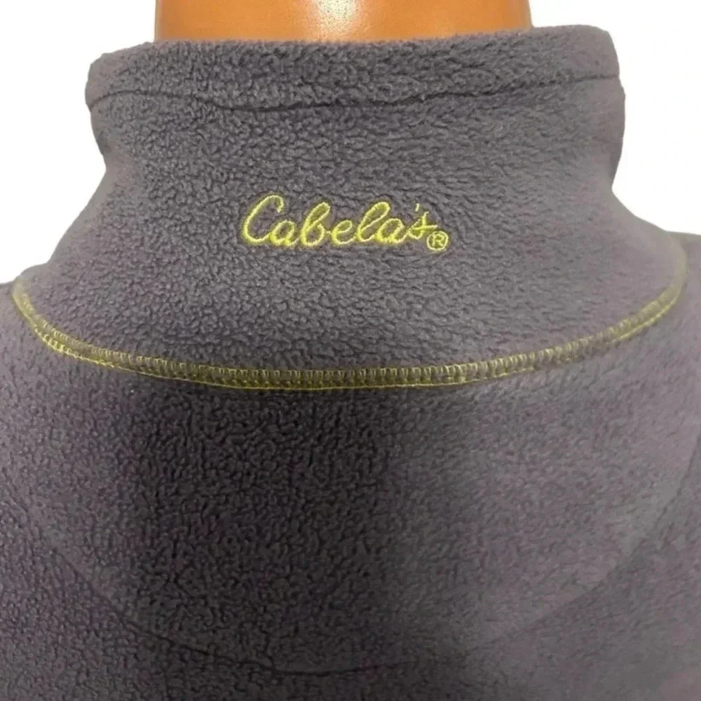 Cabela's Fleece Men's Full Zip Pockets Gray with Yellow Stitching Size 3ХLT